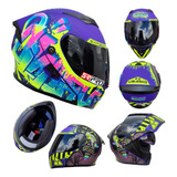 Casco Moto Edge Boss Uranio Morado Mate Abatible Dot 