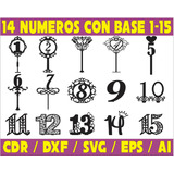 Vectores Corte Laser - 14 Numeros Con Base Para Mesas 1 - 15