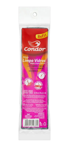 Refil Para Rodo Mop Limpa Vidros Condor Lava E Seca