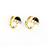 Aretes De Oro Y Cristal Austriaco Negro.