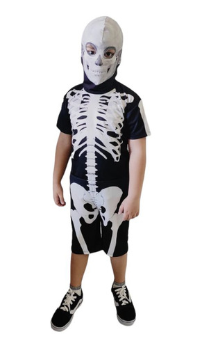 Fantasia Infantil Esqueleto C/touca Curta Halloween