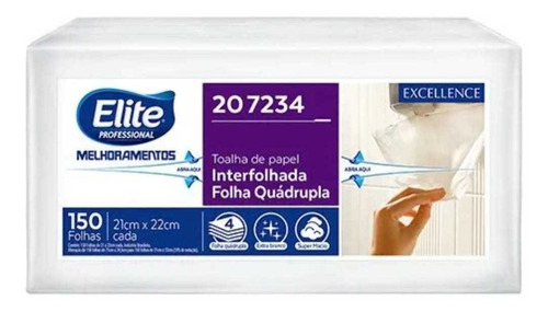 Toalha Excellence Interfolhada C/150 Folhas Quádruplas Elite