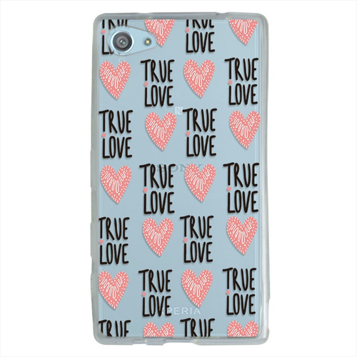 Funda Sony Xperia Antigolpes Patrón De Corazones True Love