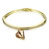 Fina Pulsera Corazón Swarovski Oro 18k Lam Estuche 