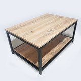 Mesa Ratona Industrial Hierro Doble Tapa De Madera 90x60 