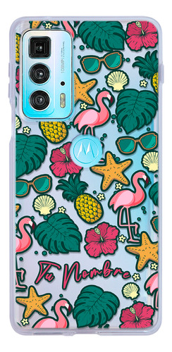 Funda Para Motorola Flamingos Tropical Con Tu Nombre