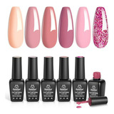 Kit De Esmalte De Uñas En Gel Beetles 6 Colores Rosa Confeti