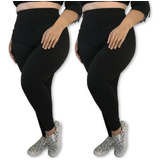 Kit 2 Calças Leggings Plus Size Preta Academia Fitness G1 G5