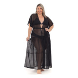 Saídas De Praia Plus Size Sobretudo Luxo Blogueira Tule Moda