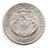 20 Centavos 1953 Bogotá Variedad 5 Grueso Plata