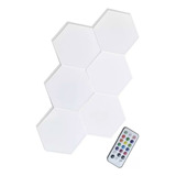 Set De 6 Luces Hexagonales Led Rgb Con Control Color Blanco