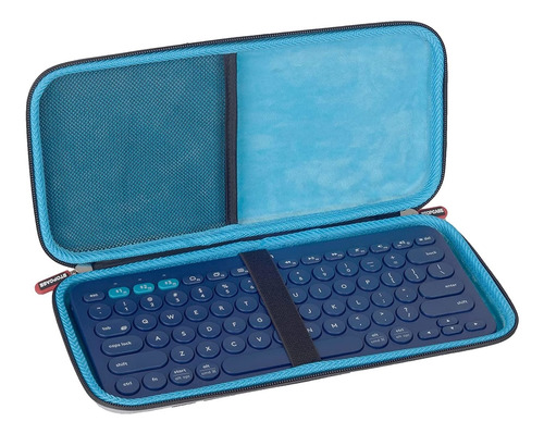 Funda Rigida Azul Negra Cierre Para Logitech K380 Bluetooth