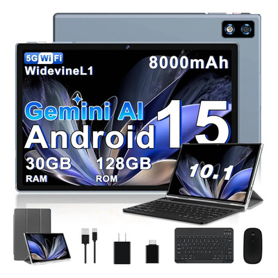 2026 Tablet Android 15 Gemini Ai Tablet 10 Pulgadas Con 30gb Ram+128gb Rom\u002Ftf 2tb, Octa-core 2.0 Ghz, 8000mah, 5g Wifi 6, Gms Tablets Widevine L1 Fhd, 8+5mp, Bt 5.0, Gps, Funda, Teclado Y Ratón Kits | Envío gratis