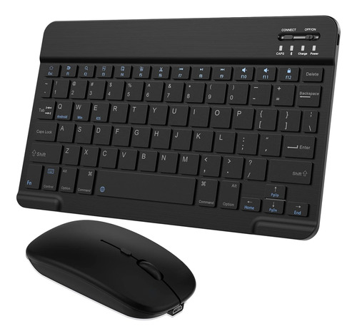 Mini Teclado Sem Fio Portátil E Mouse Para Três Sistemas