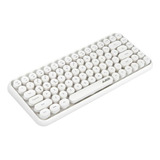 Teclado Bluetooth Com Tecla Redonda Retrô Para Branco