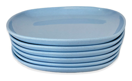 Set X12 Plato Hondo Melamina Azul Resistente Comedor Cocina