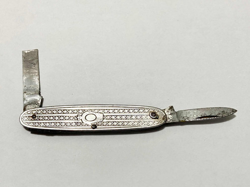 Canivete Antigo Corneta Metal Cor Prata