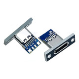 Conector Usb Tipo C Hembra Pcb Con Placa Fijacion