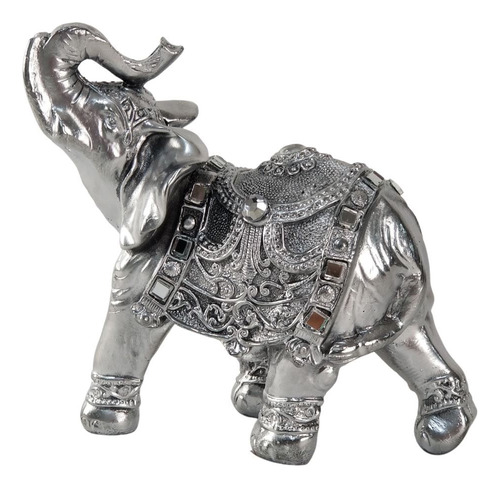 Elefante Indiano Grande - Escultura Decorativa Prateada