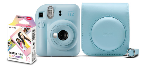 Kit Câmera Fujifilm Instax Mini 12 Azul Candy Bolsa E Filme
