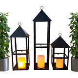 Set 3 - Fanal -farol  Para Velas Pintados En Epoxi