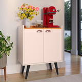 Buffet Organizador Estilo Retrô 2portas Cozinha Sala Estar Cor Off White/cinamomo