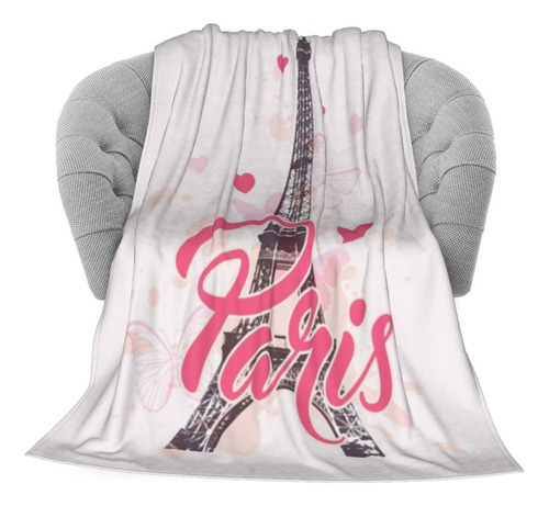 Kiuloam Manta Suave De Franela Rosa Con Amor De París Eiffel