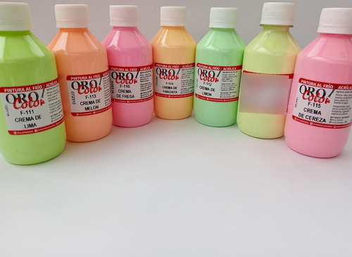 Kit 7 Colores Pasteles 250ml. Pinturas Acrilica Orocolor