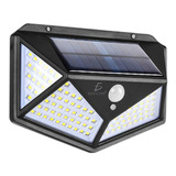 Lámpara Solar 100 Leds Con Sensor Exteriores De Pared Color Negro