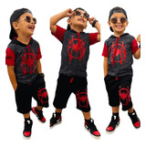 Conjunto Infantil Kit Homem Aranha Camisa Bermuda Exclusiva