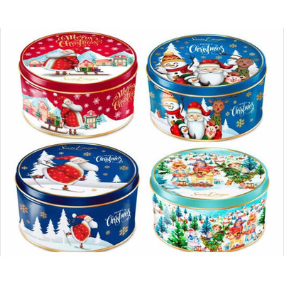 Kit 20 Latas Decoradas De Mini Biscoitos Amanteigados Butter Cookies Santa Edwiges Para Presente De Natal 150g