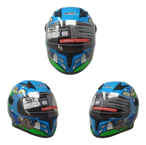 Casco Masuda Infantil Cerrado Ir-109 Dino Kids Color Verde