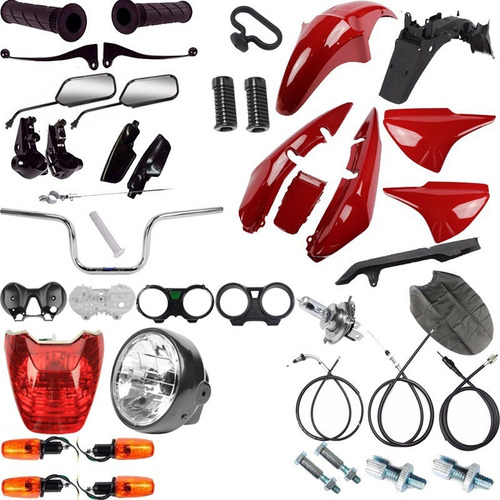 Kit Carenagem + Kit Farol Pisca Cg 150 Titan 04/05 Vermelho