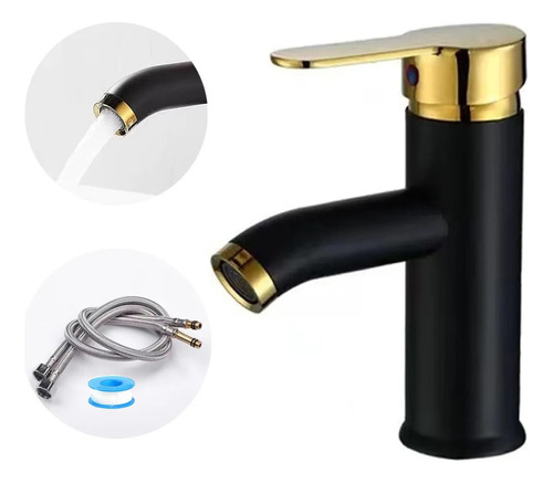 Mezcladora Monomando Grifo Llave Negro P Lavabo Ovalin Moder Color Ocre