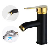 Mezcladora Monomando Grifo Llave Negro P Lavabo Ovalin Moder Color Ocre