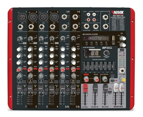 Consola Potenciada Novik Nvk 800p Usb Sd 8 Canales Mixer