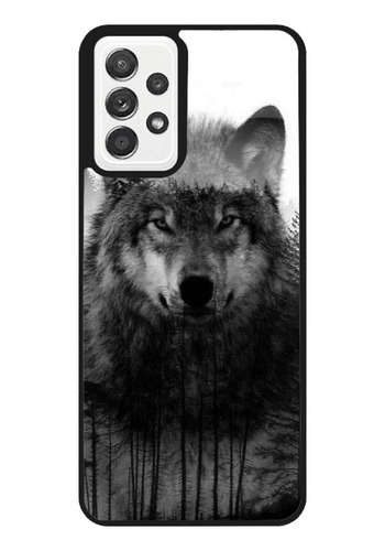 Funda Protector Para Samsung Lobo Arboles Gris Moda