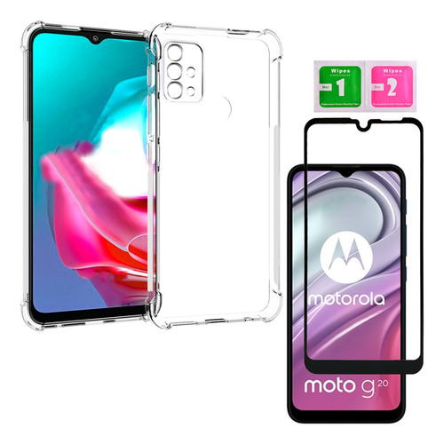 Capa + Película De Vidro 3d Compatível Com Motorola Moto G20