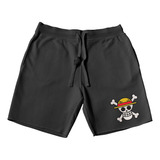 Short Algodón One Piece Luffy Bordado Deportivo Unisex