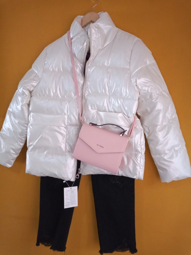 Campera Puffer Símil Ecocuero Engomada