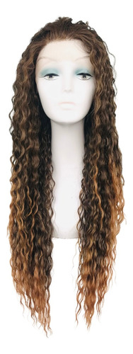 Peruca Front Lace Wig Longa Repartição Livre 80cm Das Gringa