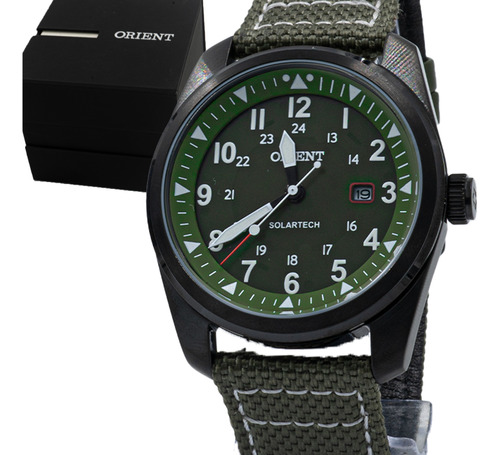 Relógio Orient Masculino Solartech Original Verde Militar Nf