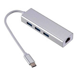 Hub Tipo-c Usb 2.0 3 Puertos + Rj45 Lan Ethernet