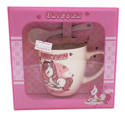 Set Mug + Cuchara De Unicornio En Color Rosa