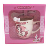 Set Mug + Cuchara De Unicornio En Color Rosa