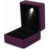 Caja Estuche Para Anillo De Compromiso Con Luz Led Color Púrpura
