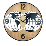 Reloj Analogico 60 Cm Mapa Mundo Doble Esfera Deco Hogar