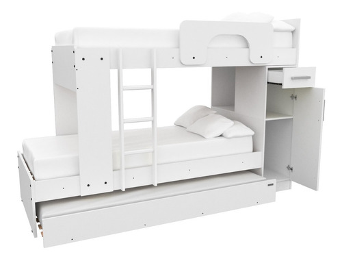 Cama Cucheta Triple Con Gabinete Infantil 