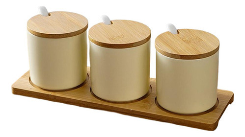 Set De 3 Recipientes Para Condimentos Y Azúcar Porcelain Sug