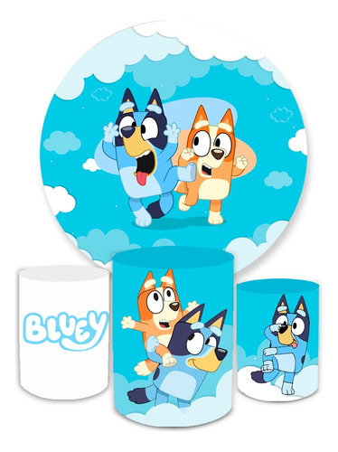 Kit Capa Painel Redondo 1,5 +trio Clindros Tema Bluey Desenh